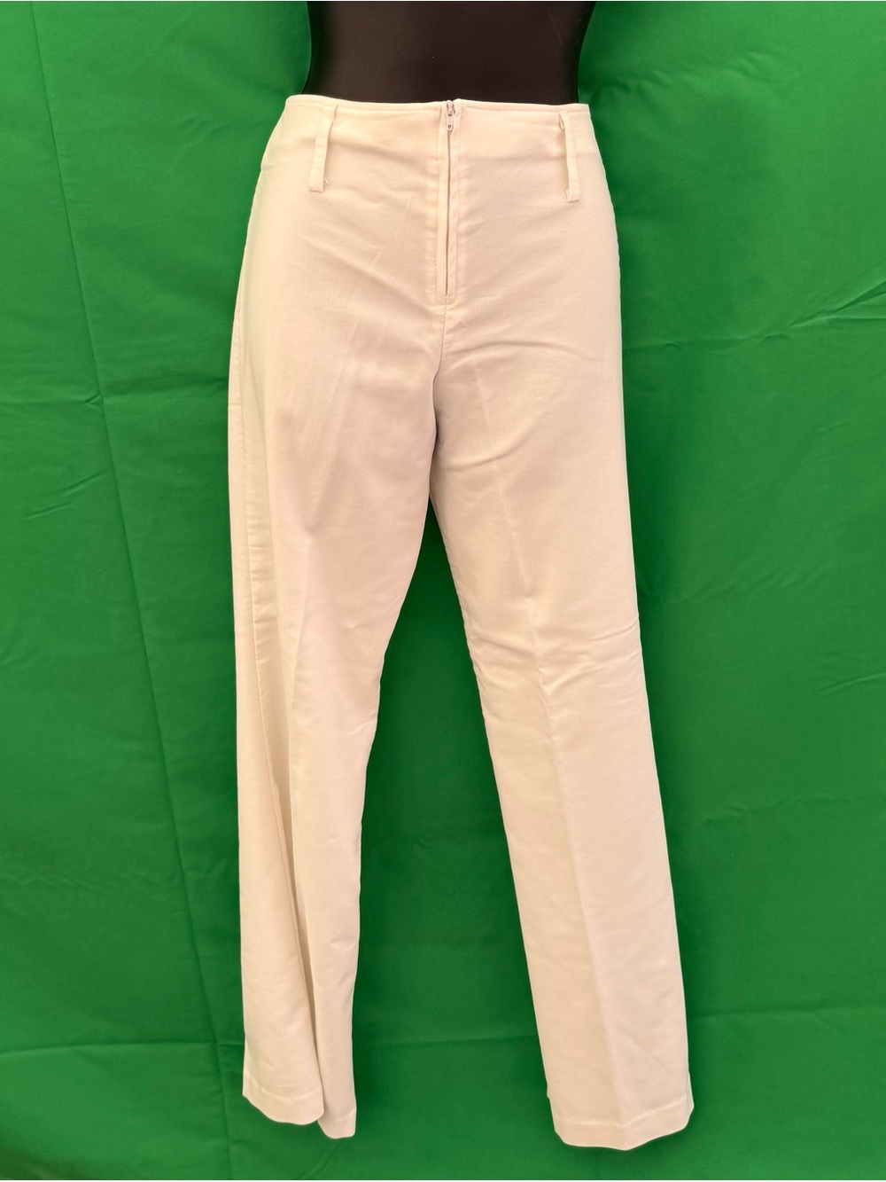 White High-Waist Bootcut Trousers — Stretch, Size 7